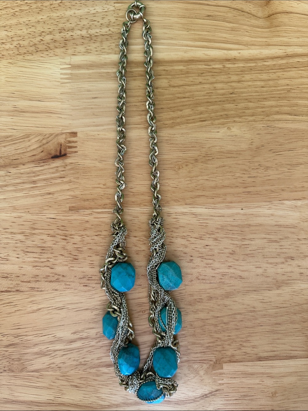 Necklace Mixed Metal Faux Turquoise